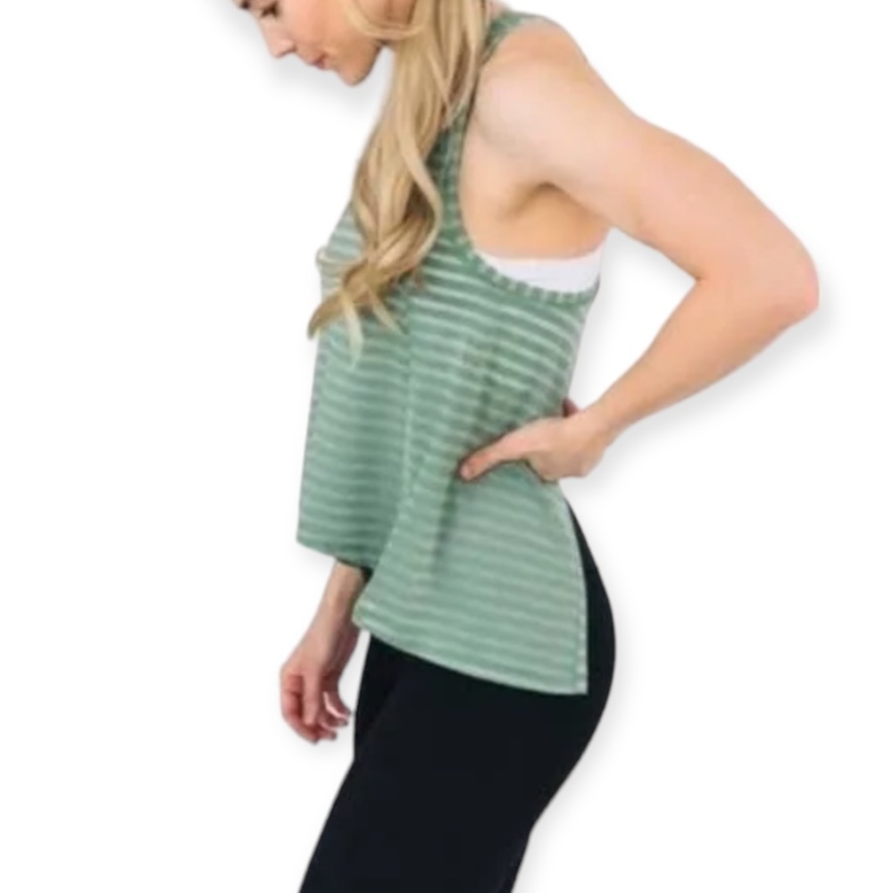 ZYIA Top Forest Nimbus Split Back Tank Green Size Medium